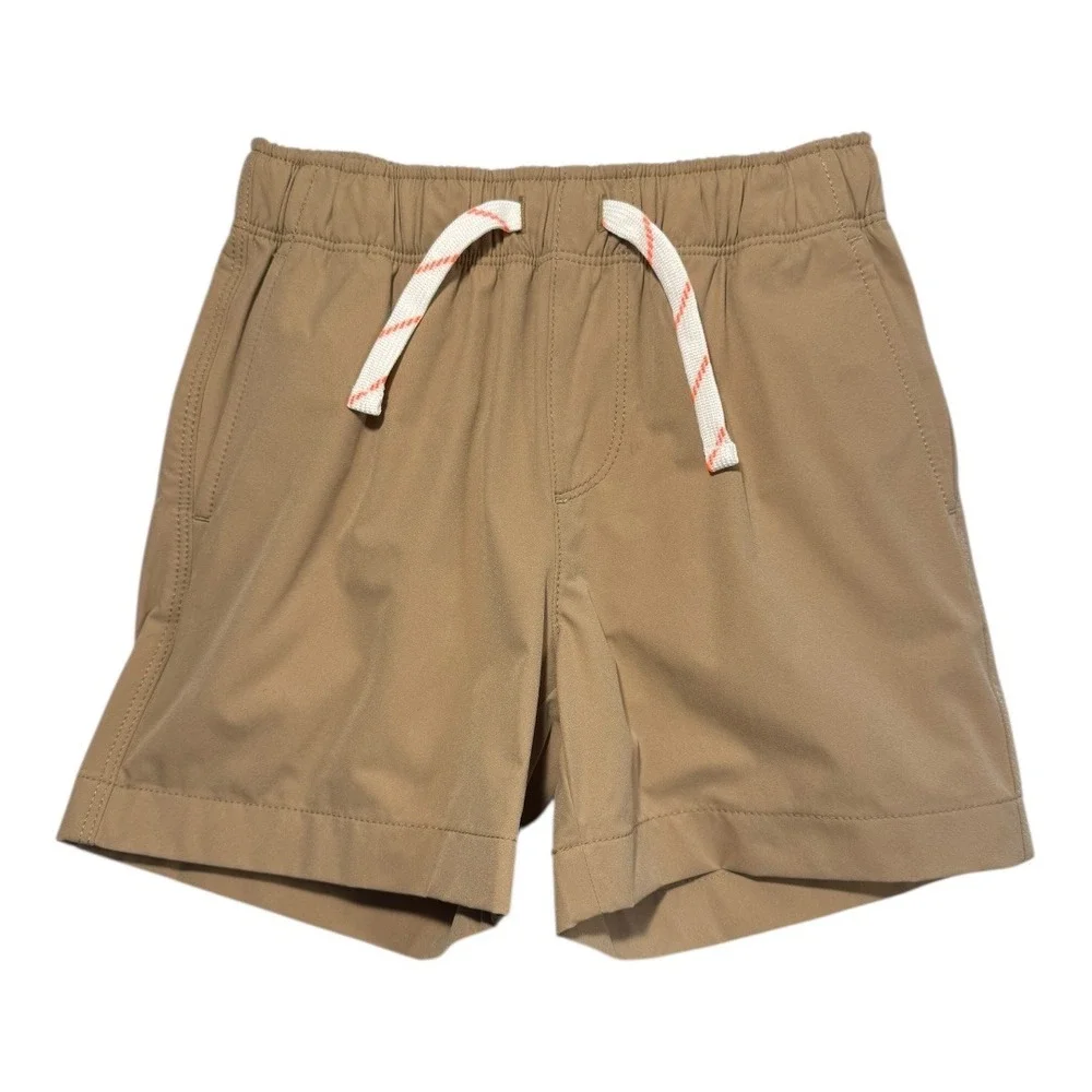 Crewcuts Performance‎ Khaki Tan Elastic Waist Drawstring Shorts Kids Size 4 NWT